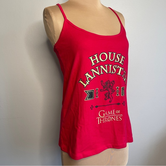 Game of Thrones Lannister Cotton Tank Top HBO Large Lion Crest Spaghetti Straps - Picture 5 of 9